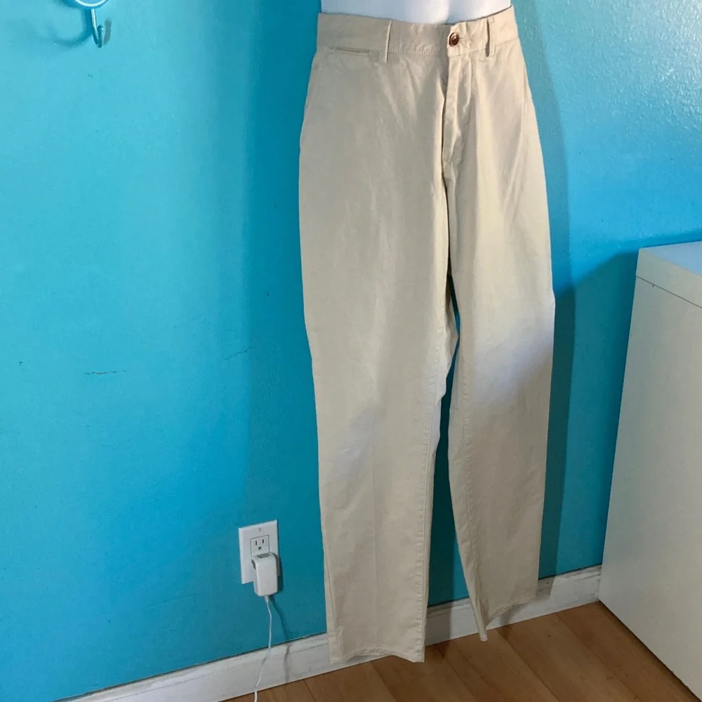 Emidio Tucci Mens Size 34 X 31 Cream Chino Flat Front Cotton Casual Pants